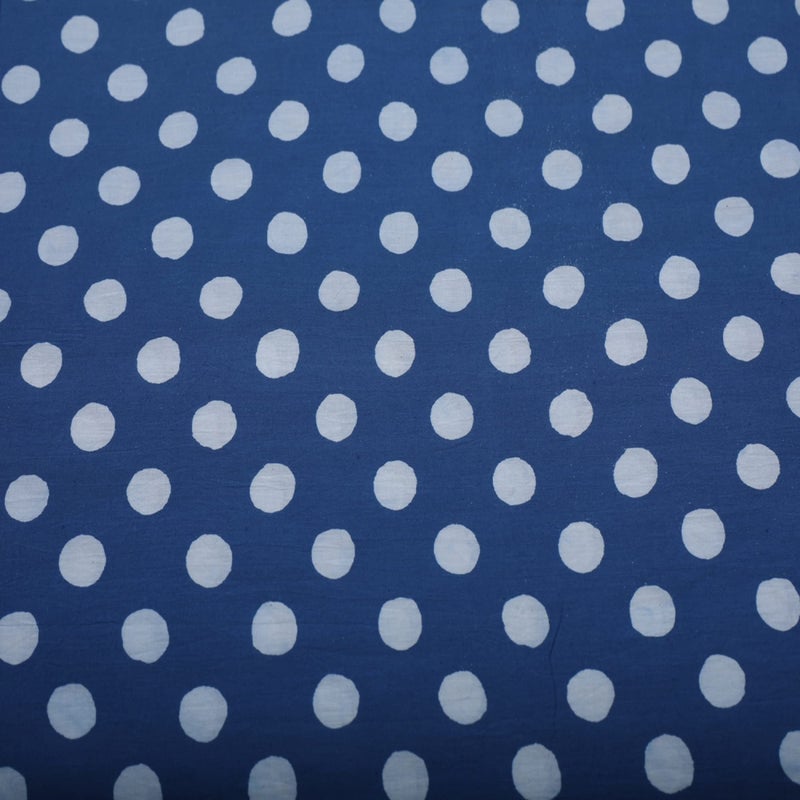 Trade Star 100% Cotton Beautiful Running Fabric 3 Yard Hand Block Printed Textile Polka Dot Fabric for Home Decor Handmade Indigo Cloth for Dressmaking Width 44 Inches - Image 2